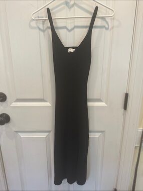 Hollister Black Ribbed Slip Midi Dress